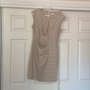 Calvin Klein tan and white striped dress